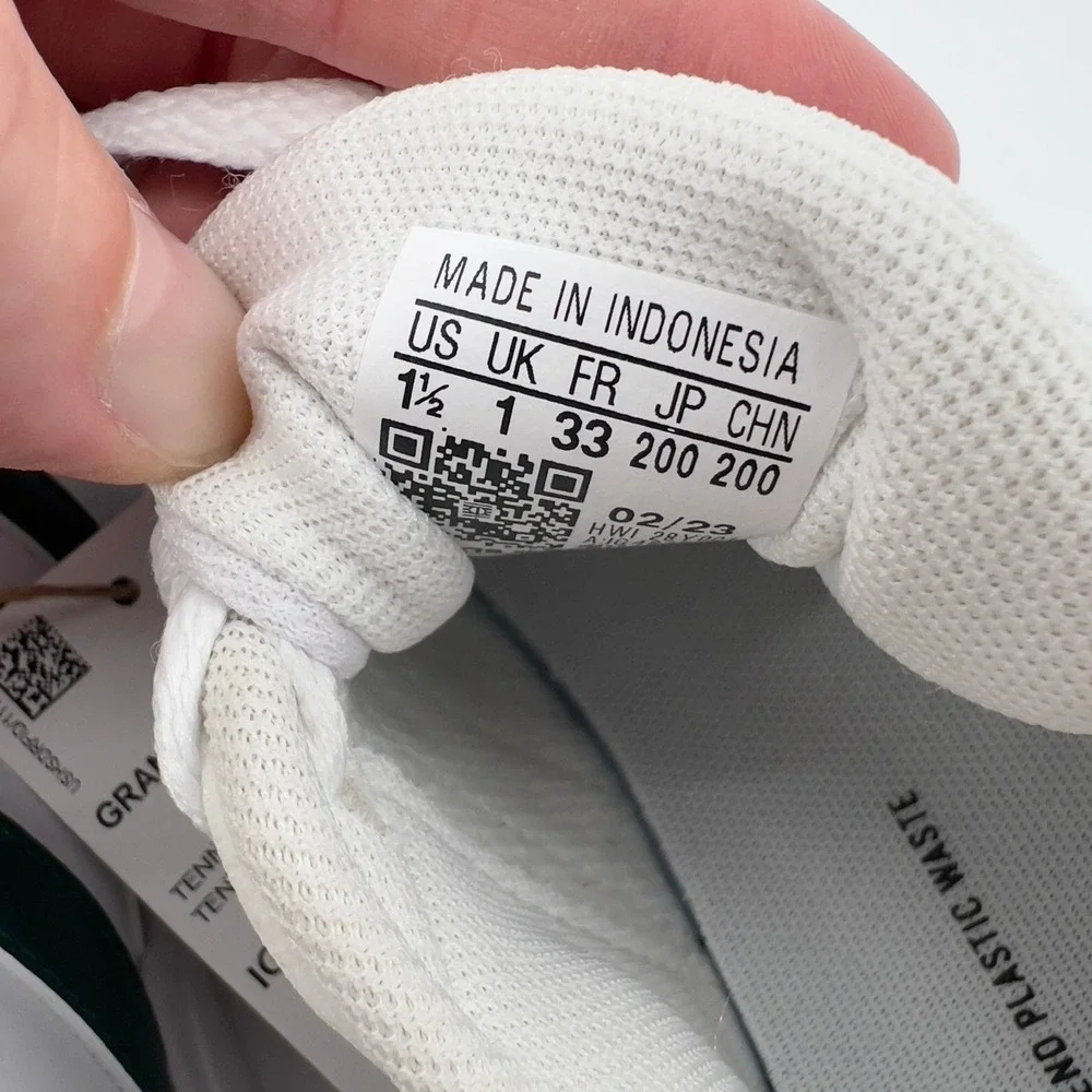 Adidas 1.5 Little Kid Grand Court 2.0 Lace Up Sneakers White Green Casual‎ NWT